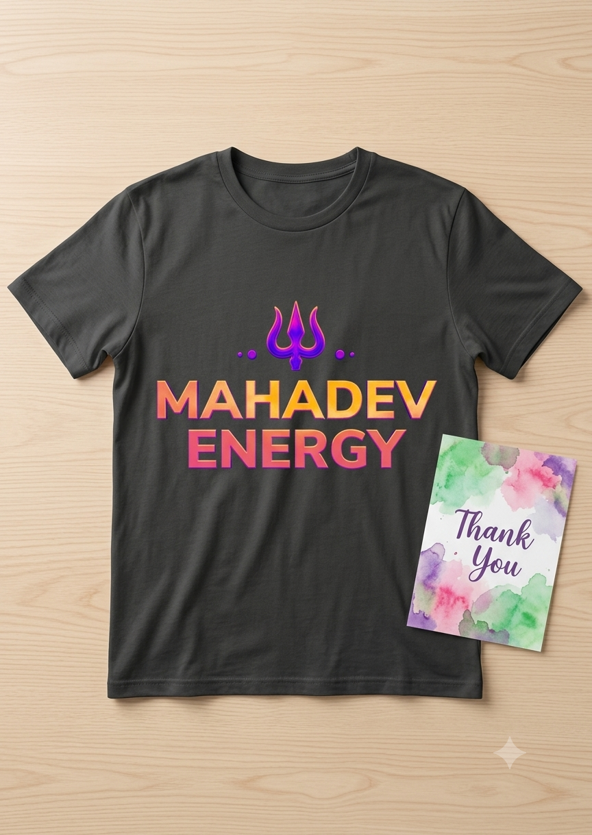 Mahadev Energy Trishul Glow T-Shirt – Spiritual Vibe Streetwear for Men & Women