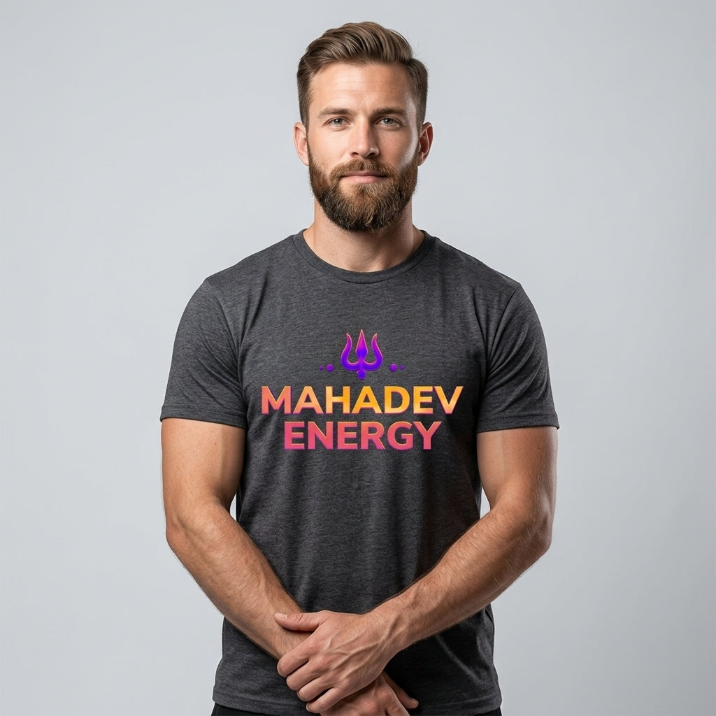 Mahadev Energy Trishul Glow T-Shirt – Spiritual Vibe Streetwear for Men & Women