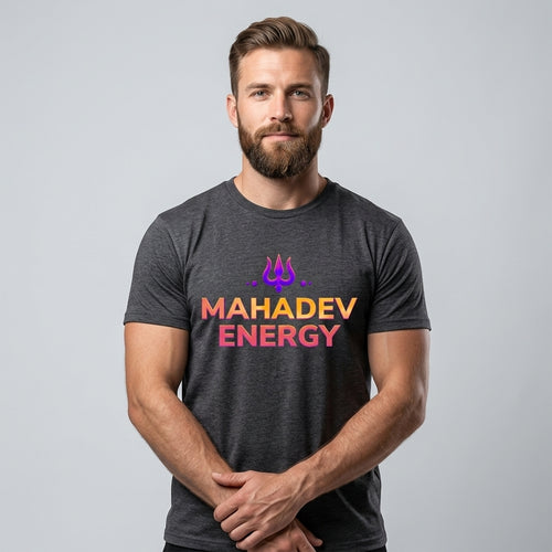 Mahadev Energy Trishul Glow T-Shirt – Spiritual Vibe Streetwear for Men & Women